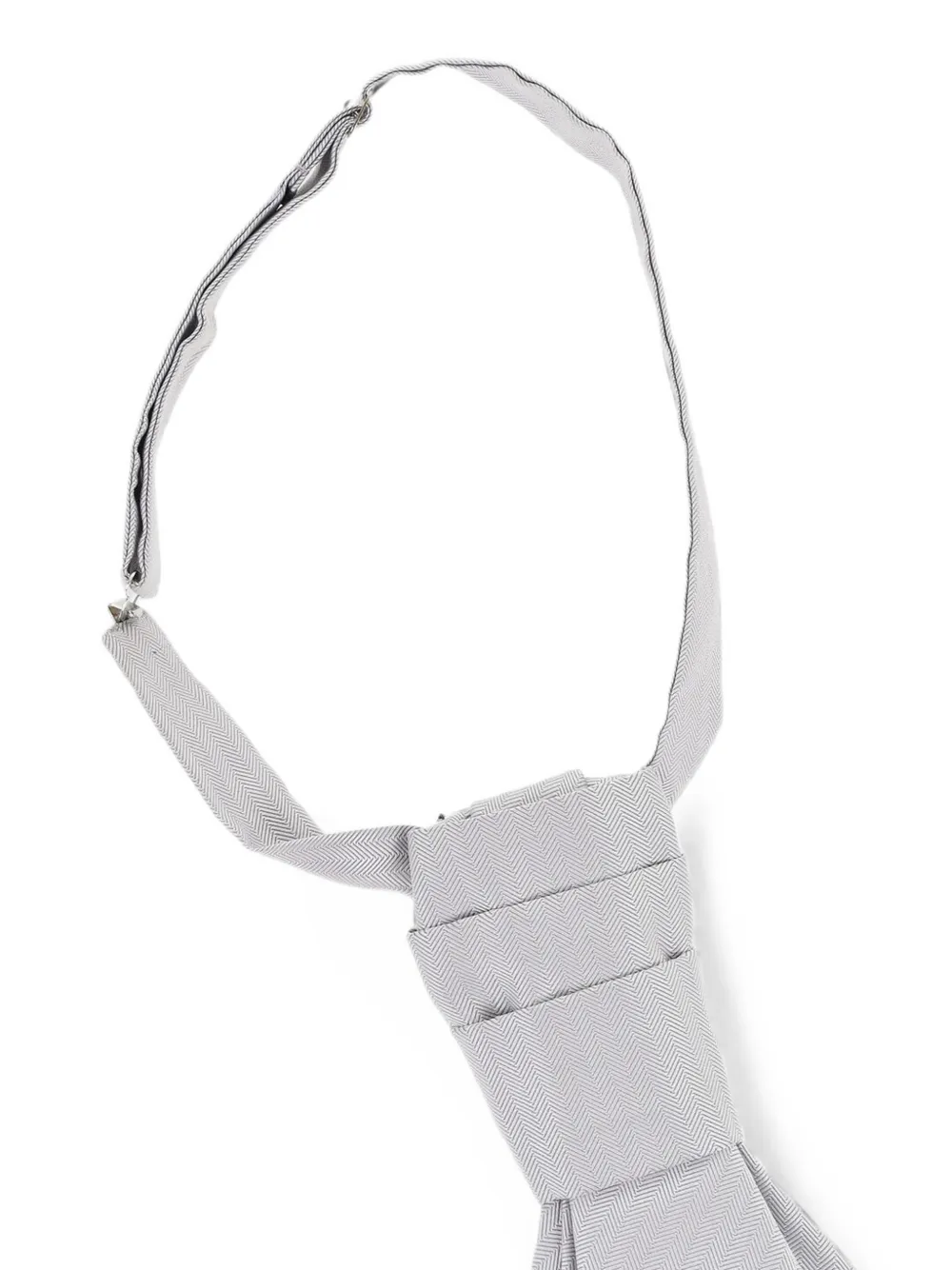 Corneliani Chevron-pattern Silk Ascot Tie In White