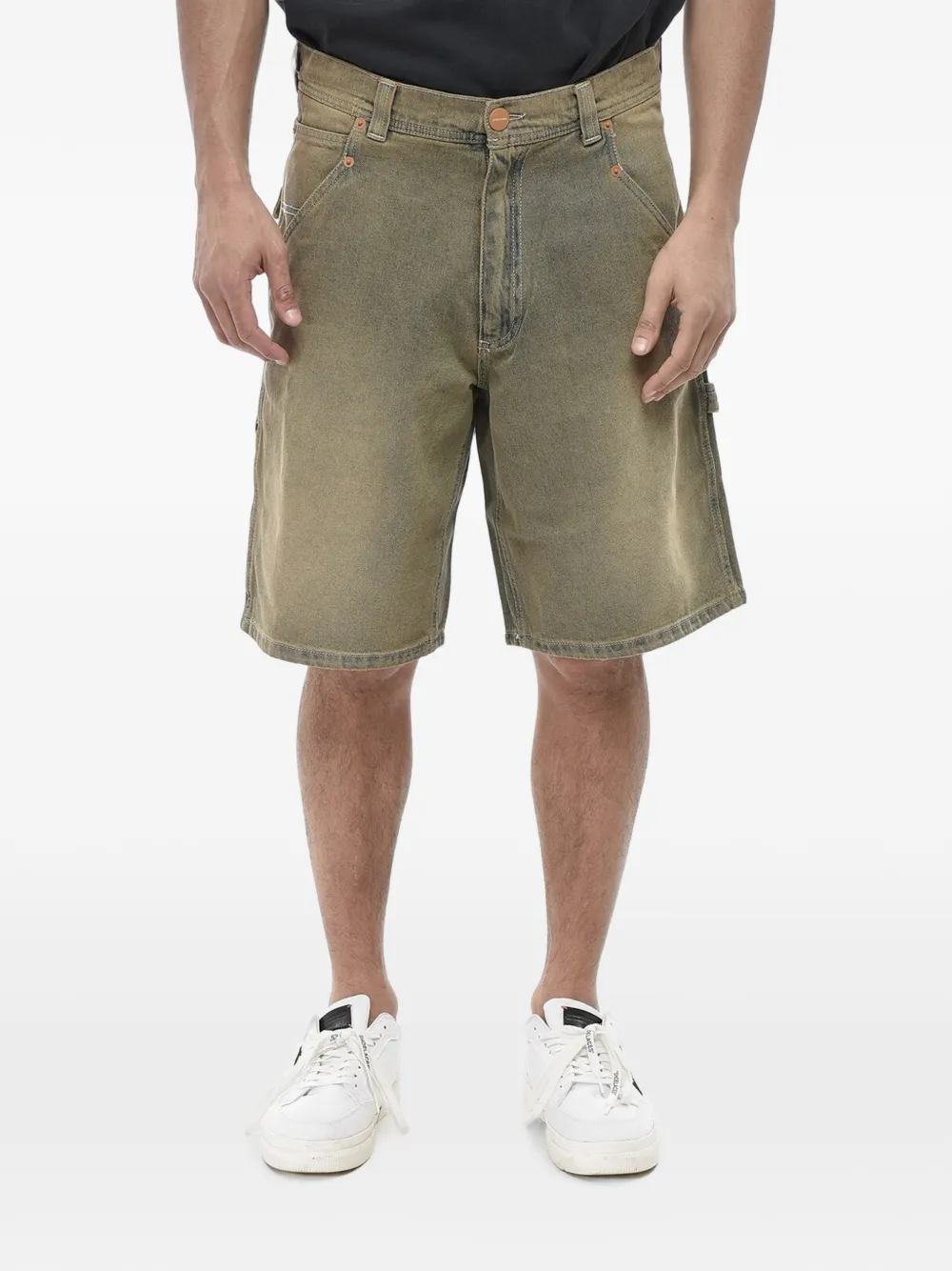 CULTURA stonewashed cargo shorts - Green