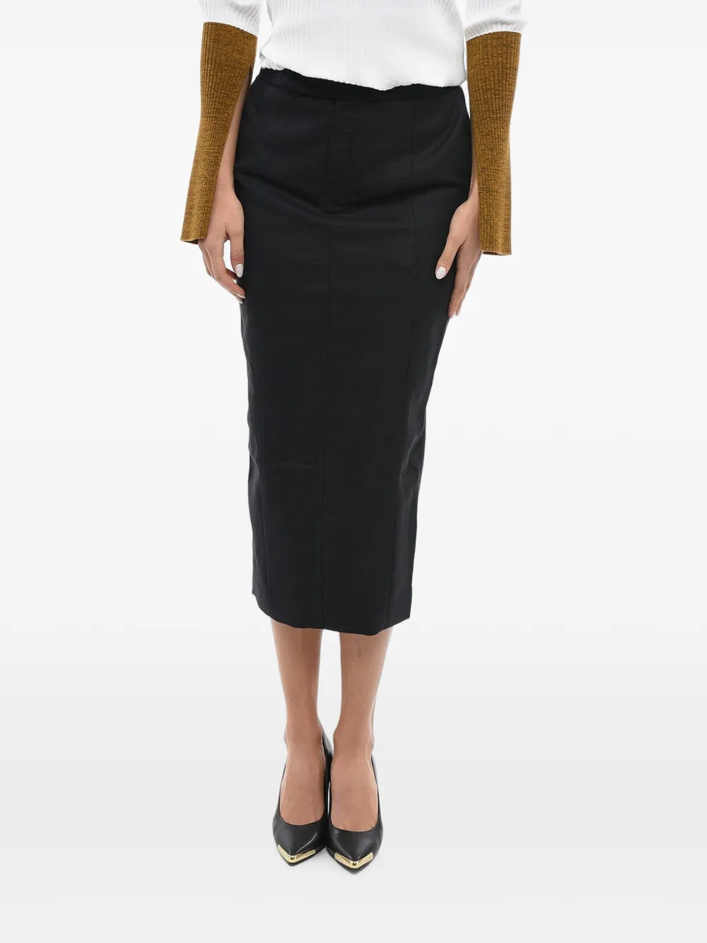 ANOUKI rear-slit pencil midi skirt - Schwarz