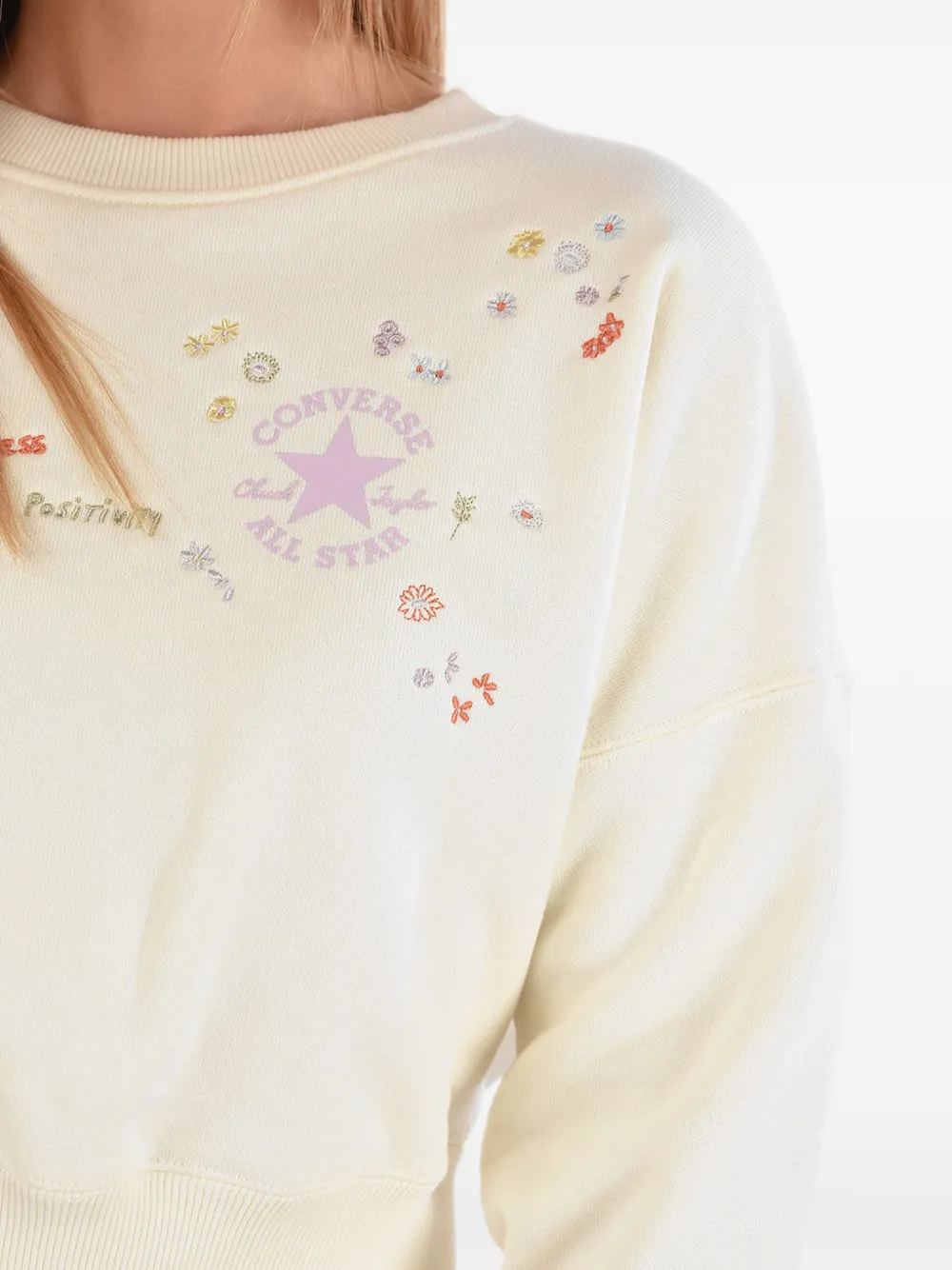Converse Embroidered Logo-print Sweatshirt In Neutrals