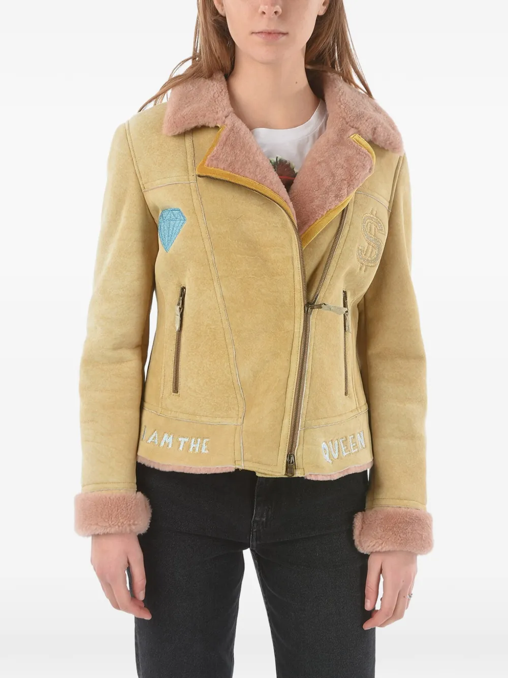 History Repeats diamond-embroidered jacket - Nude