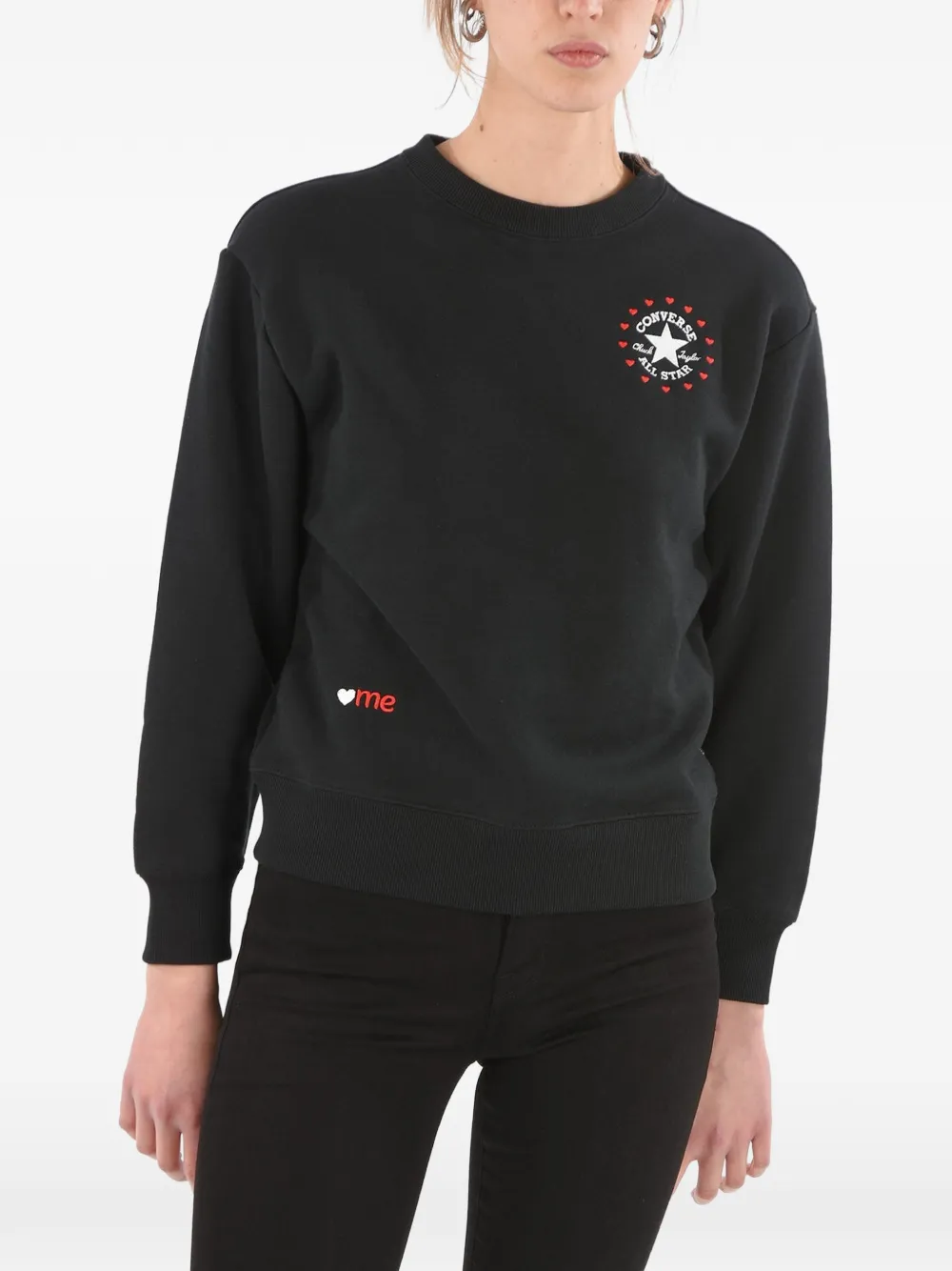 Converse Chuck Taylor All Star Embroidered Sweatshirt In Black