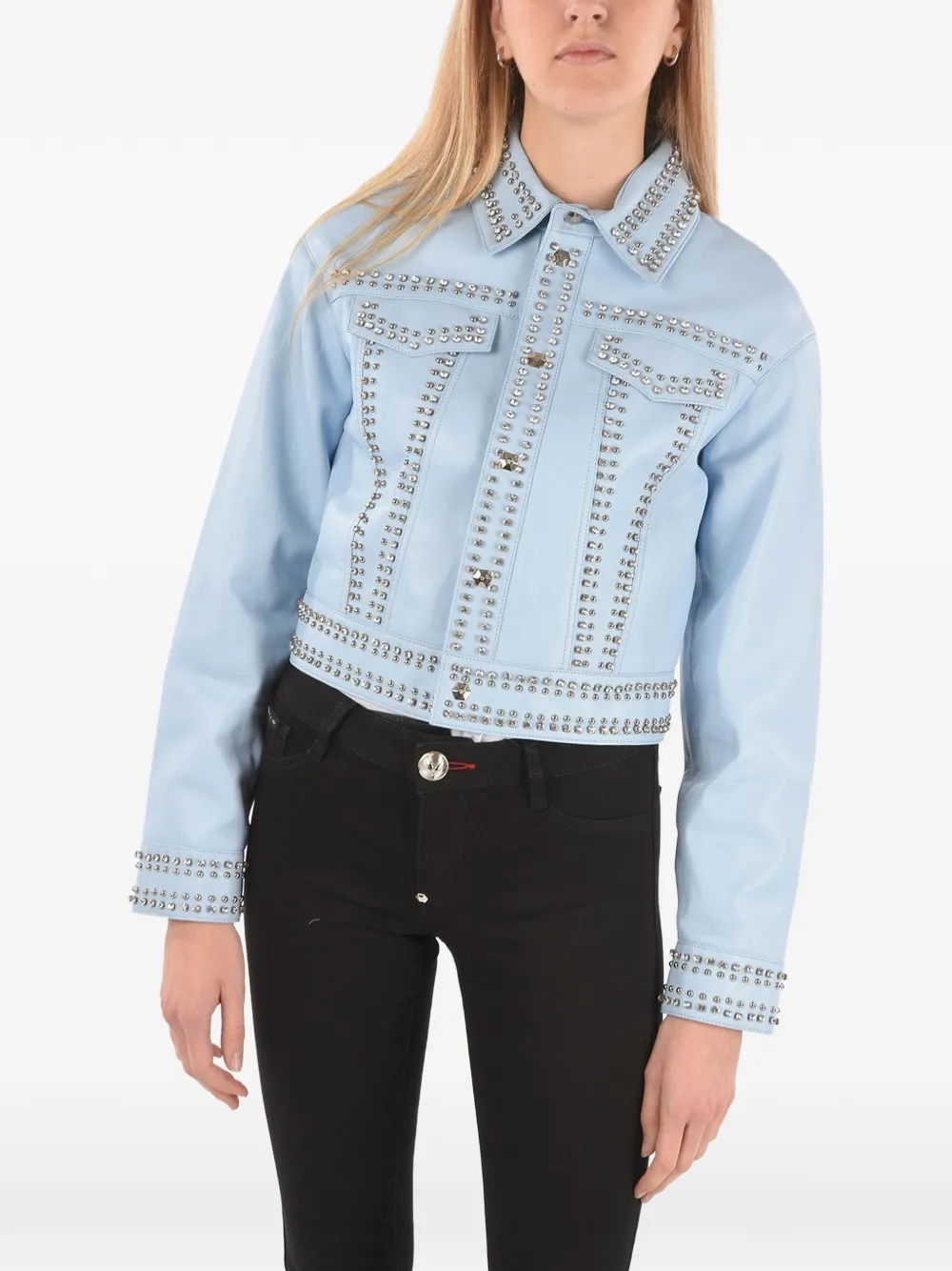 Philipp Plein crystal-embellished studded jacket - Blau