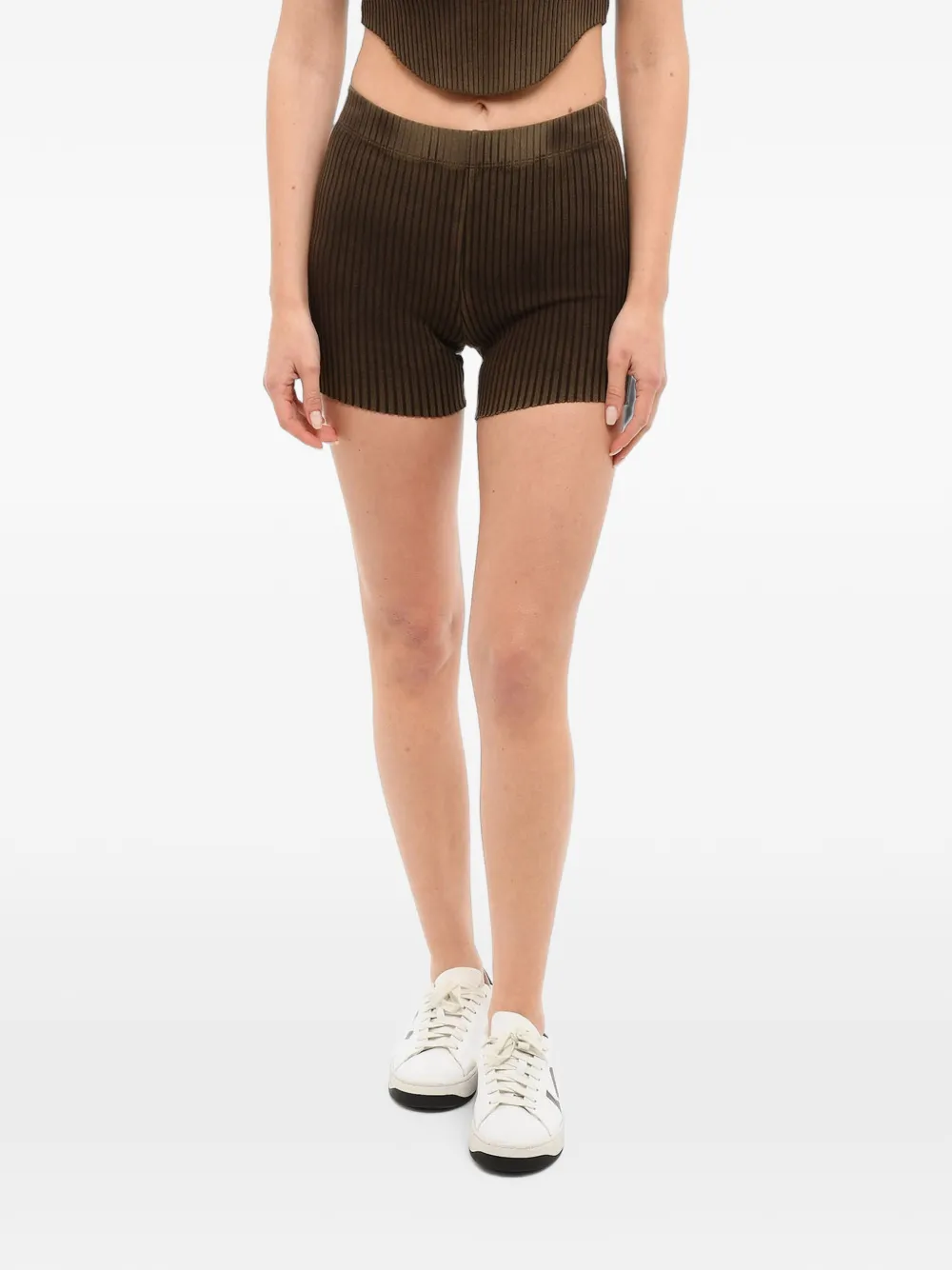Cotton Citizen ribbed distressed shorts - Brown