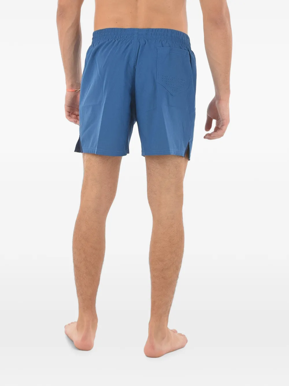 Nike logo-print elasticated swim shorts Blauw