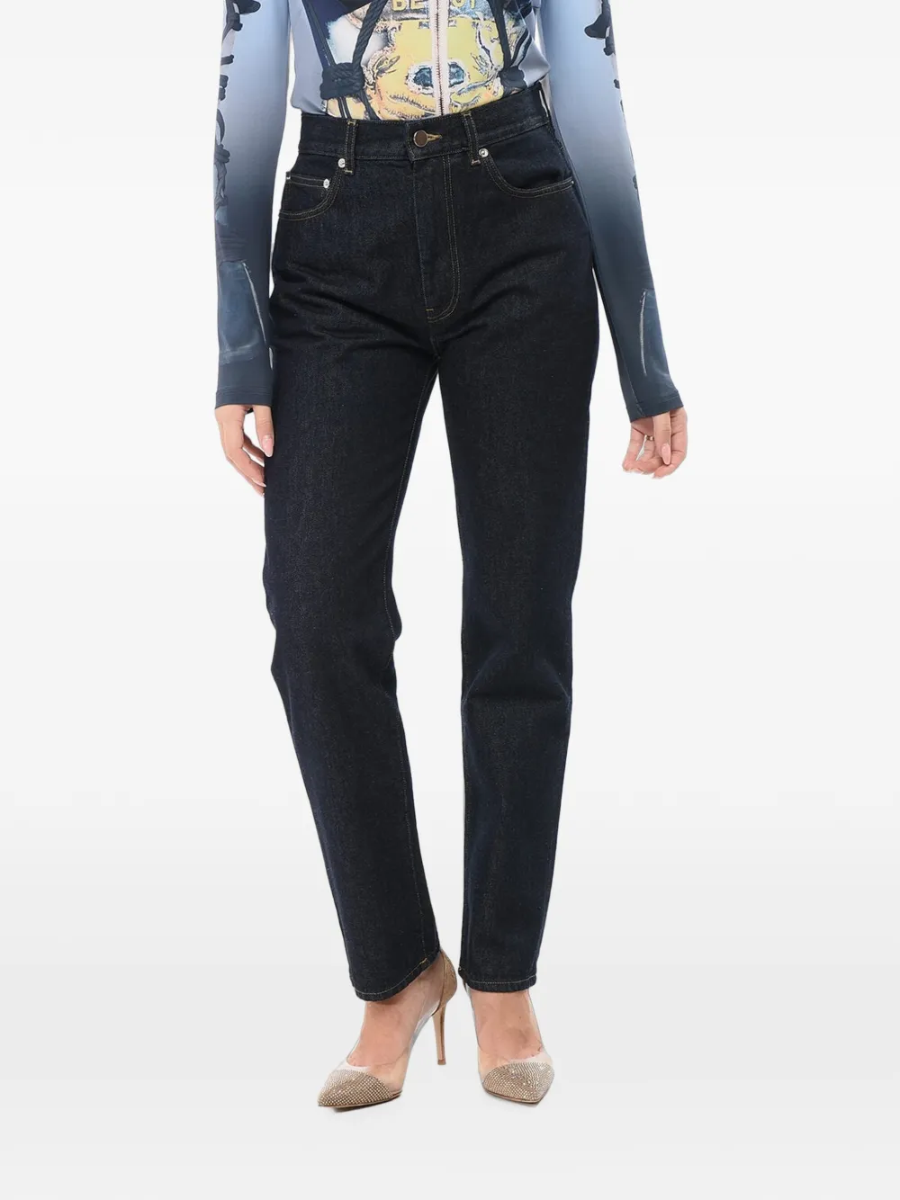 LouLou de Saison topstitched jeans - Blau