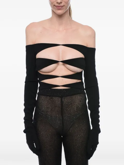 Mônot cut-out off-shoulder glove top