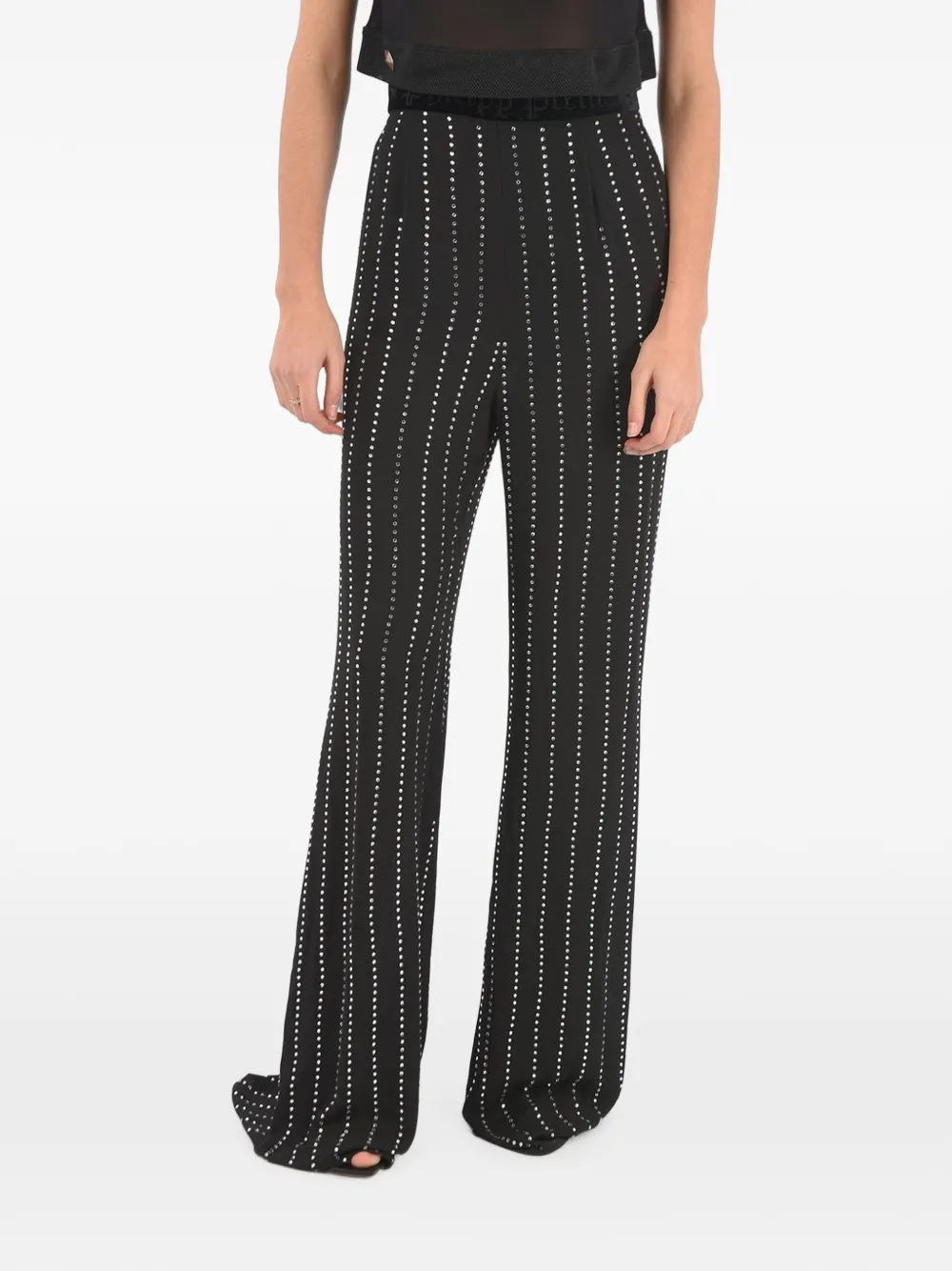 Philipp Plein crystal-embellished palazzo pants - Schwarz
