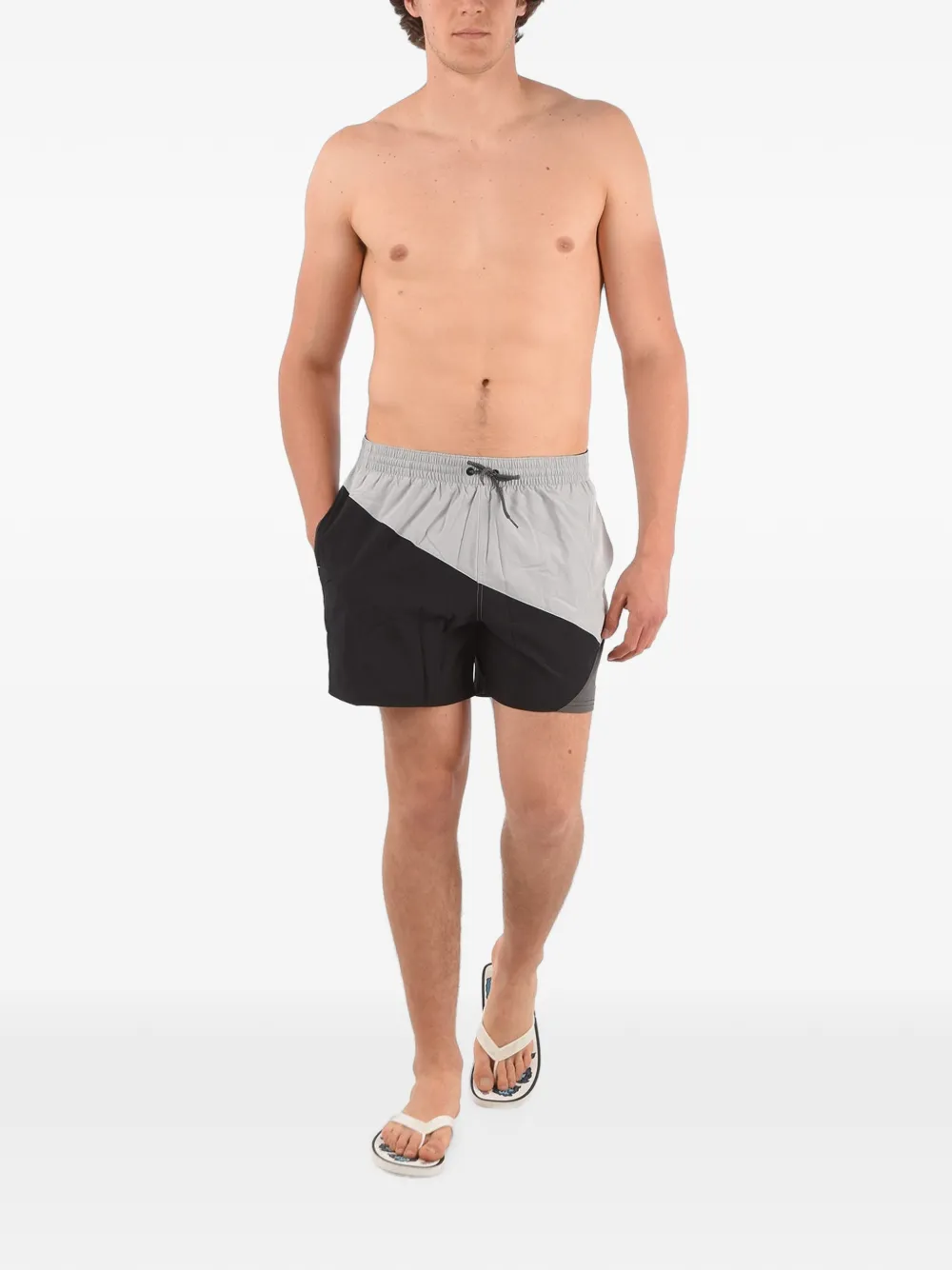 Nike logo-print swim shorts Zwart