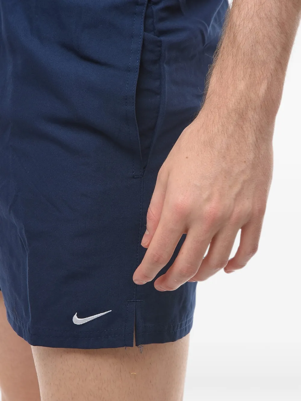 Nike embroidered-logo swim shorts Blauw
