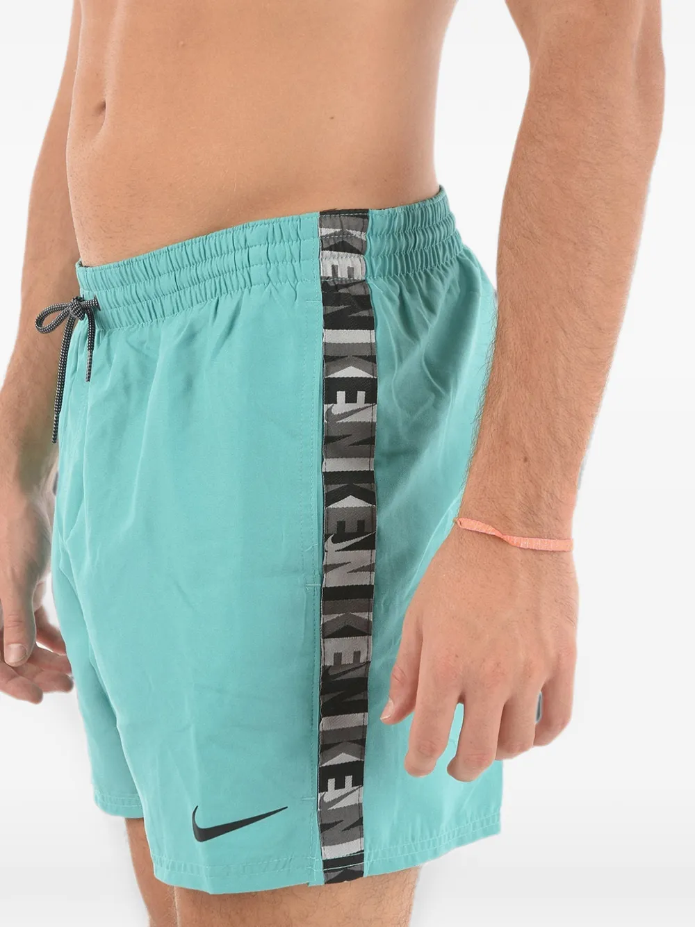 Nike logo-tape swim shorts Blauw
