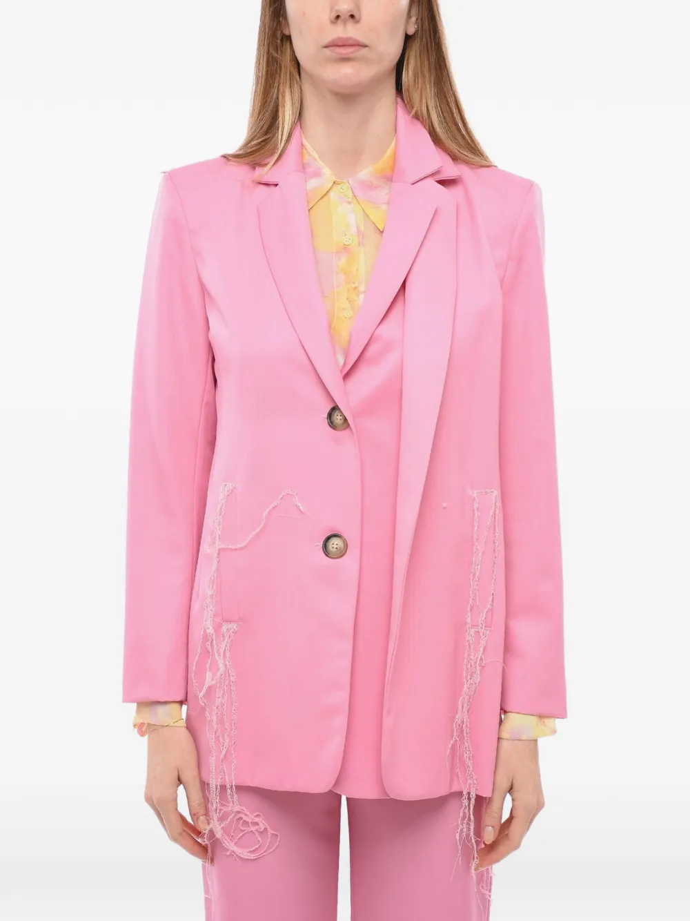 JULFER fringed single-breasted jacket - Rosa