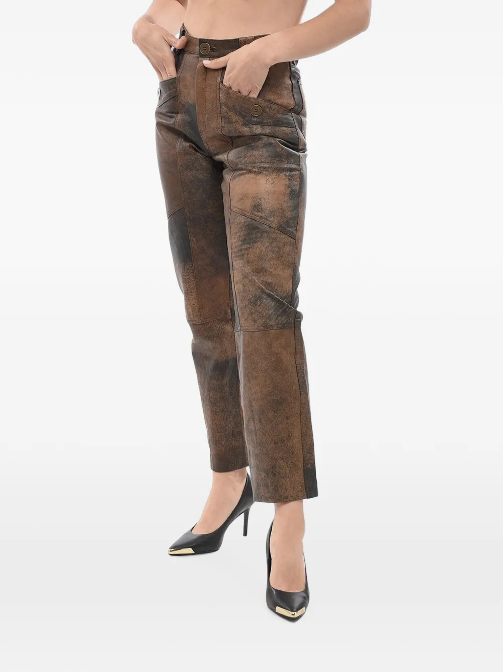 BAIA textured leather trousers