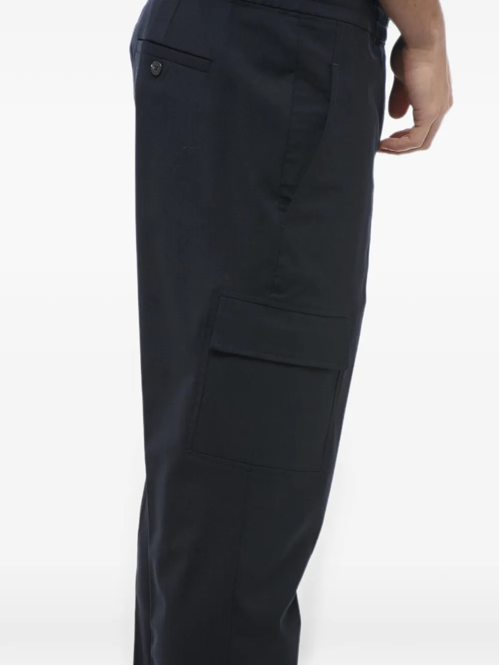 Neil Barrett elasticated-waist turned-up hem trousers Blauw