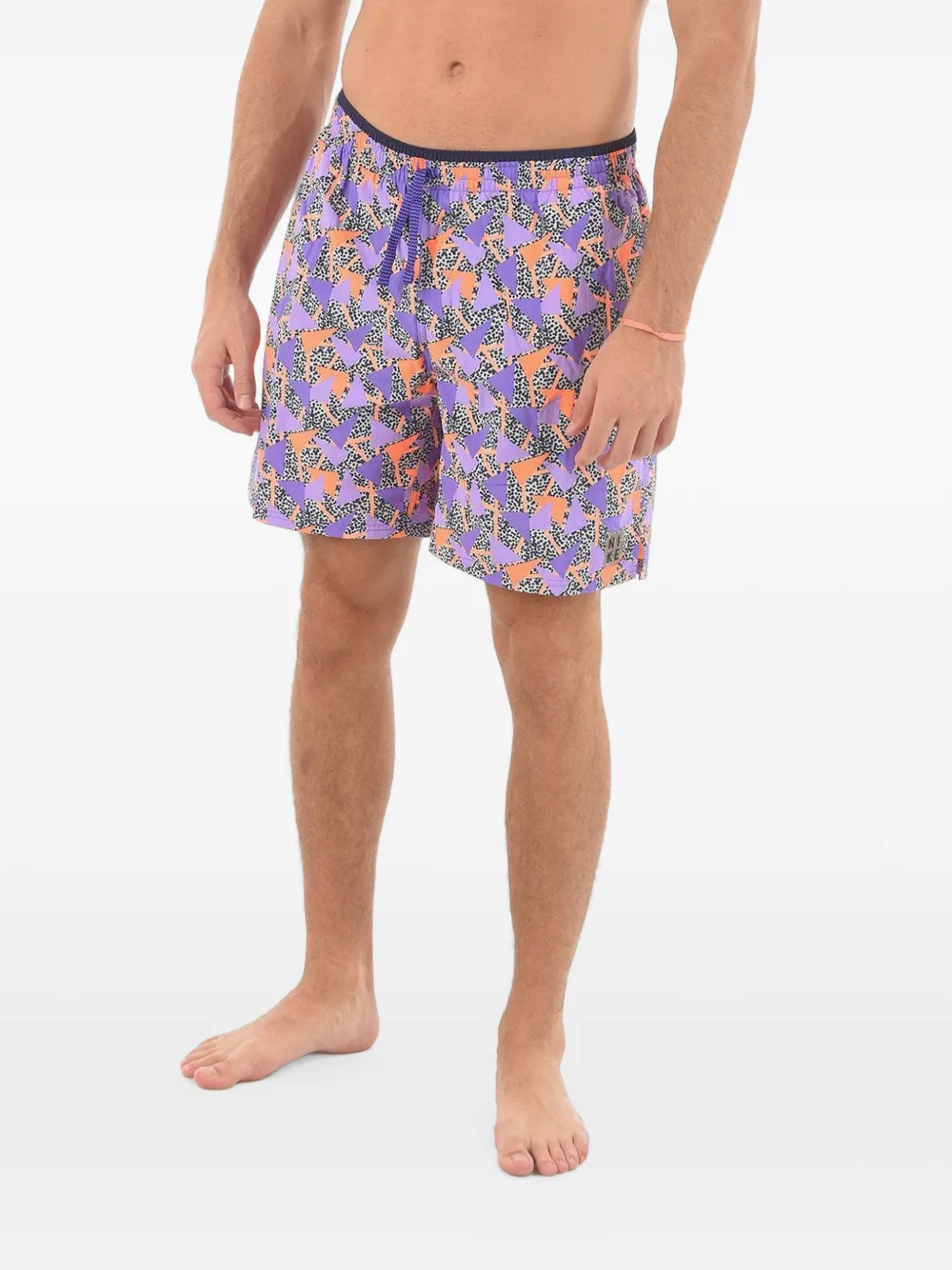 Nike Geometric-pattern Drawstring Swim Shorts In Purple