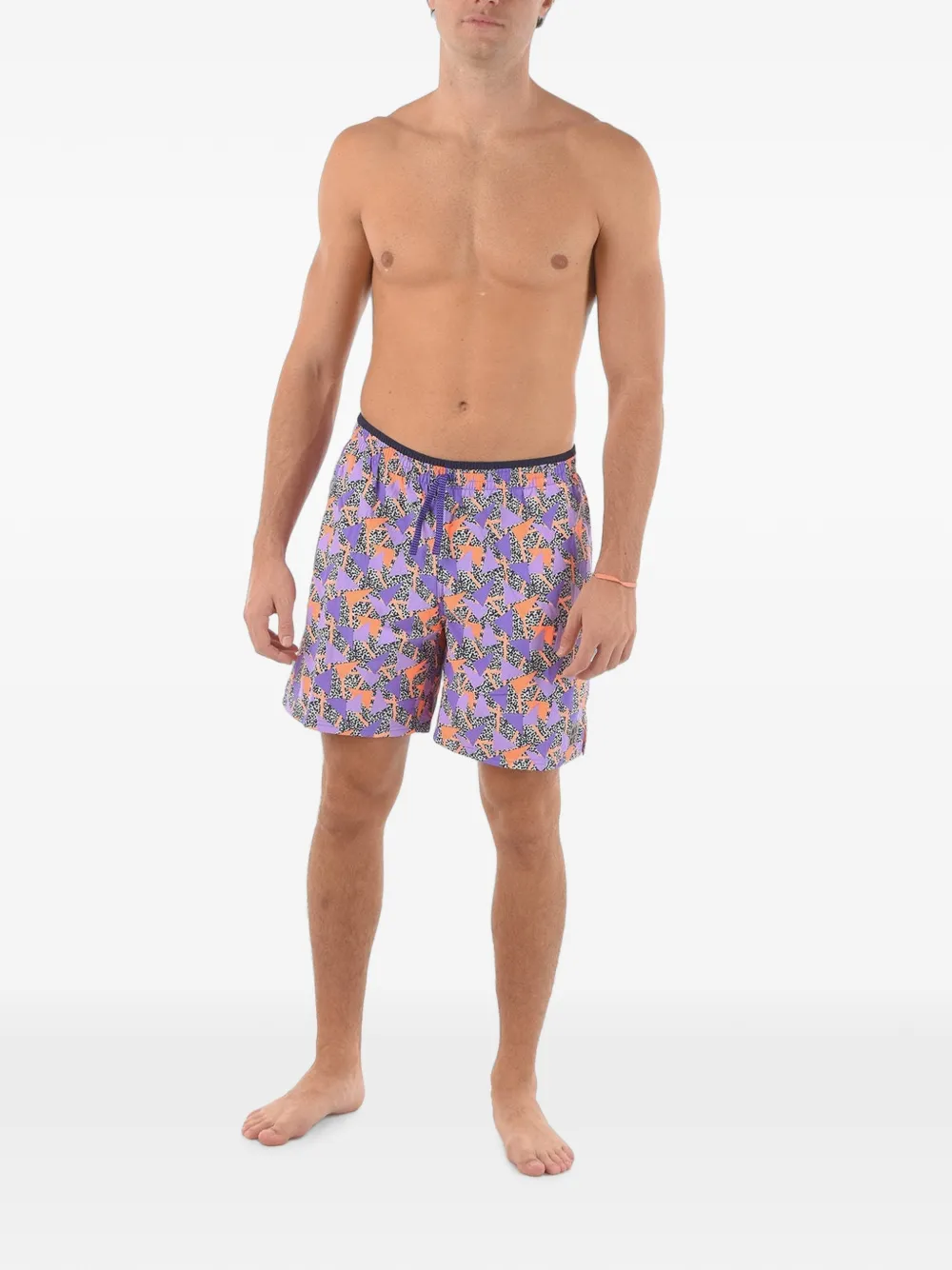 Nike geometric-pattern drawstring swim shorts Paars