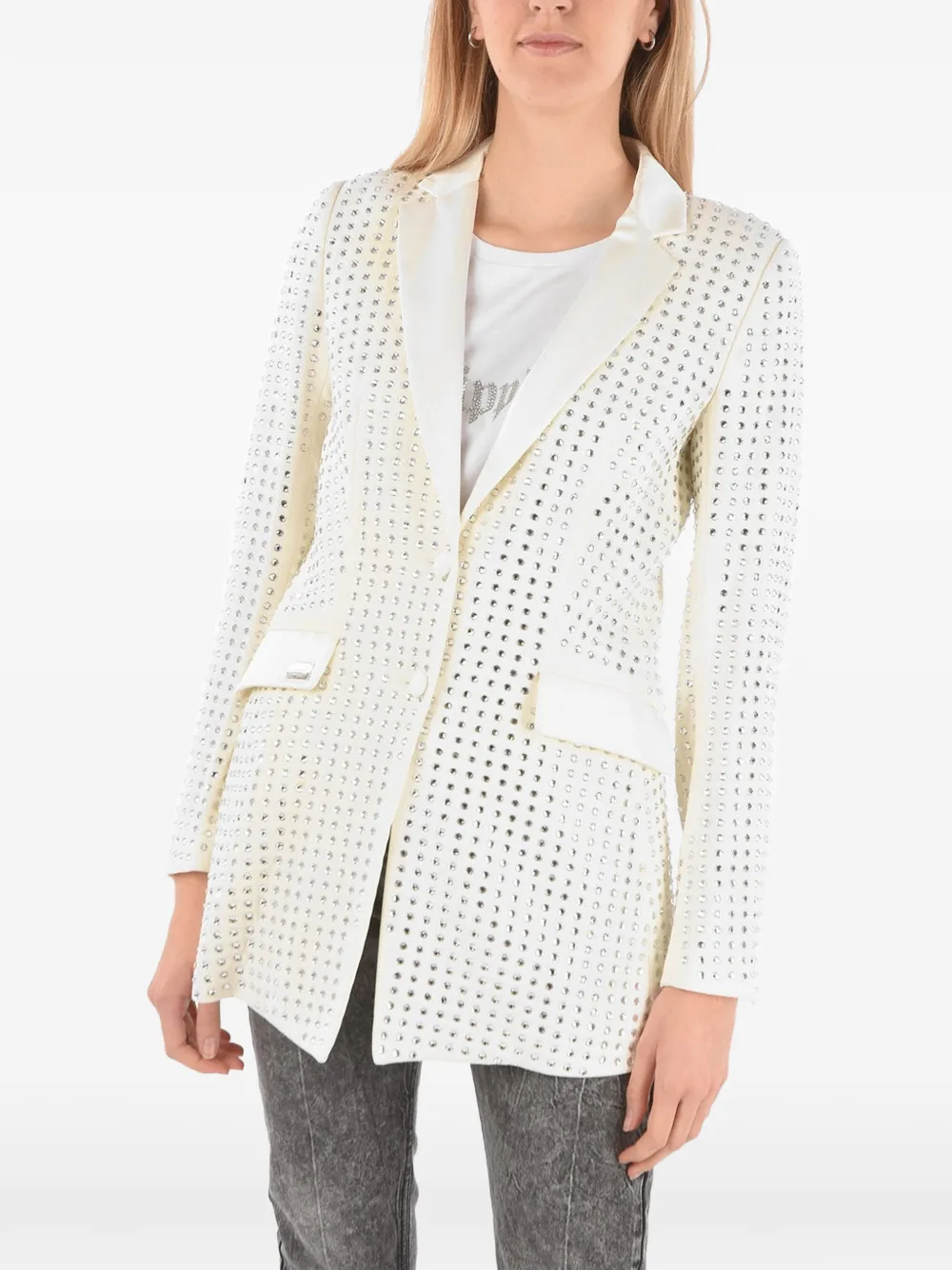 Philipp Plein Crystal-embellished Blazer In Animal Print