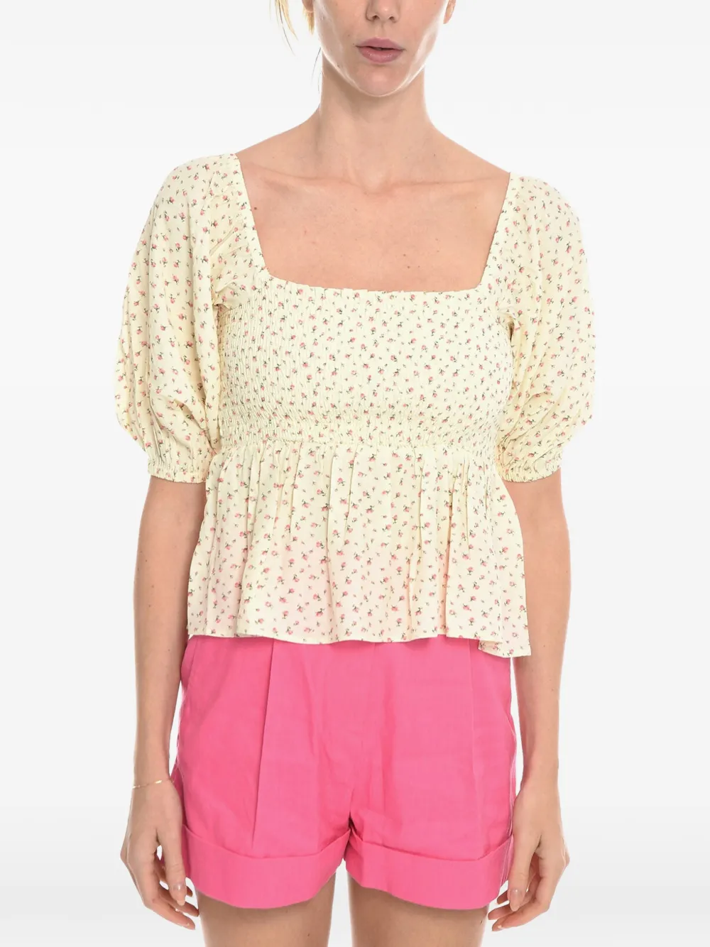 Notes Du Nord Floral-print Blouse In Neutral