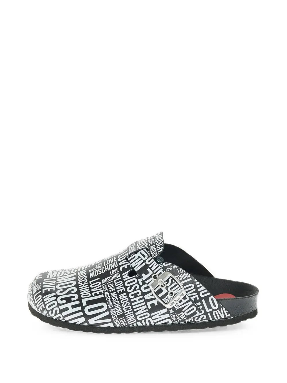 Moschino logo-print buckle sandals Zwart