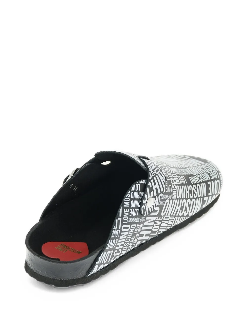 Moschino logo-print buckle sandals Zwart