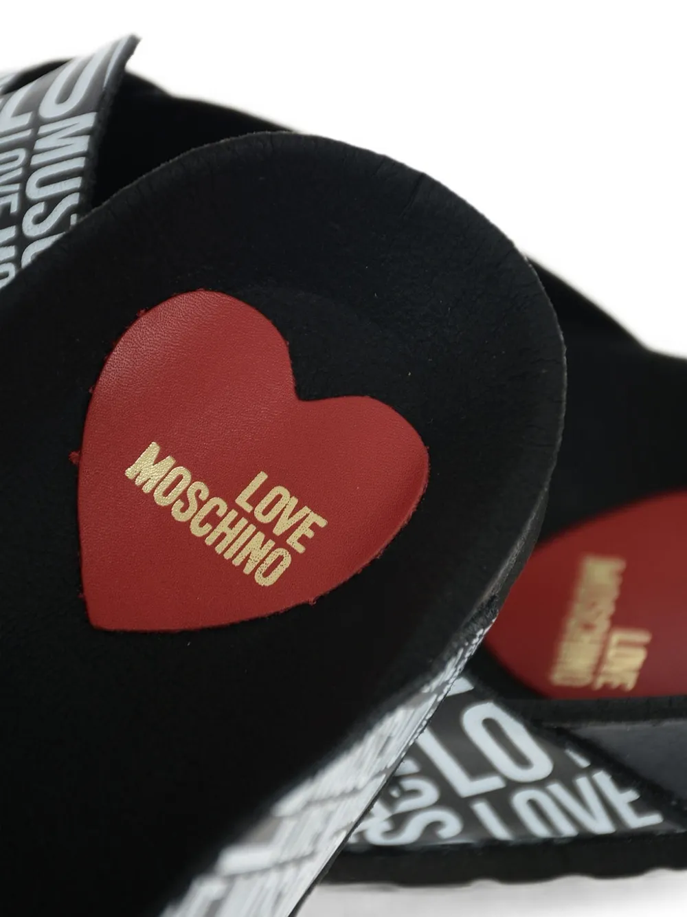 Moschino logo-print buckle sandals Zwart