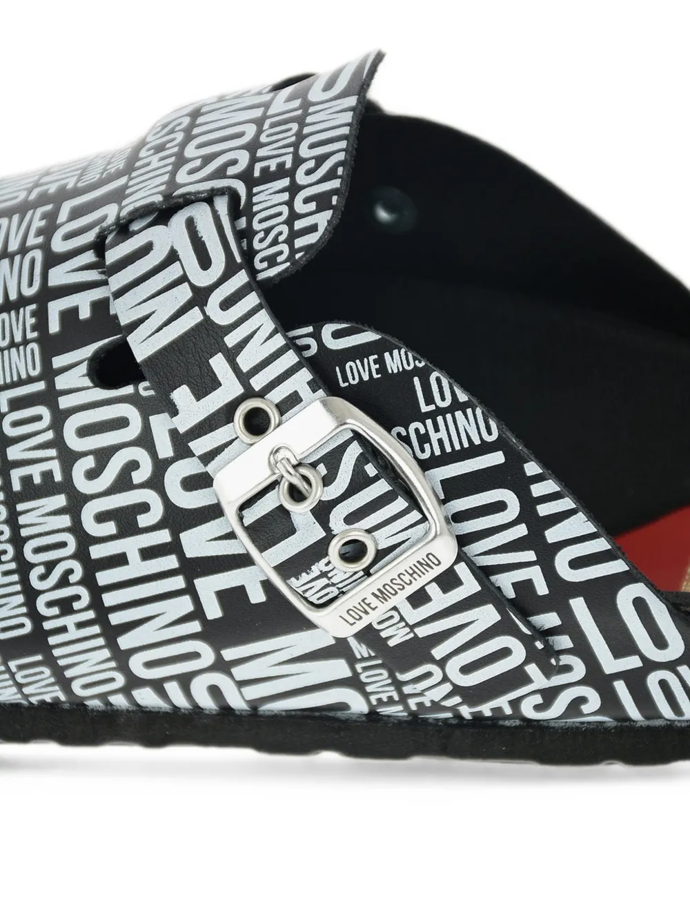 Moschino logo-print buckle sandals Zwart