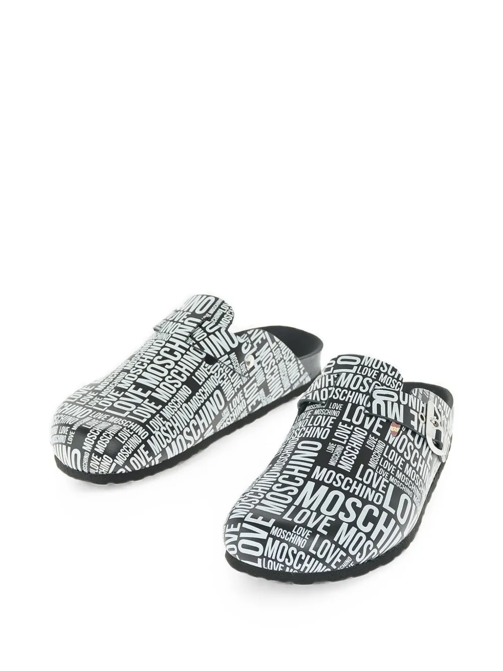 Moschino logo-print buckle sandals Zwart