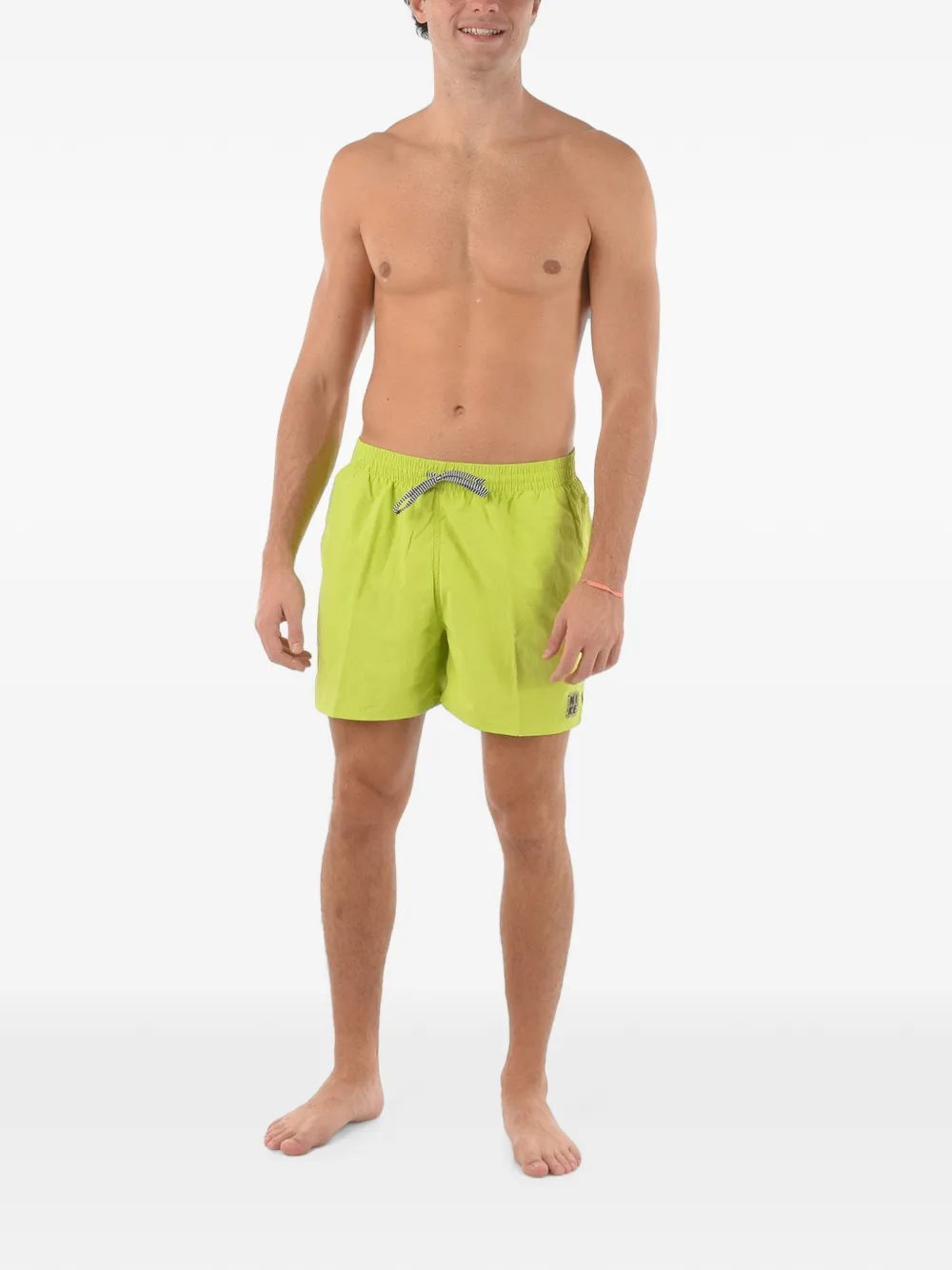 Nike elasticated-waist logo-patch swim shorts Groen