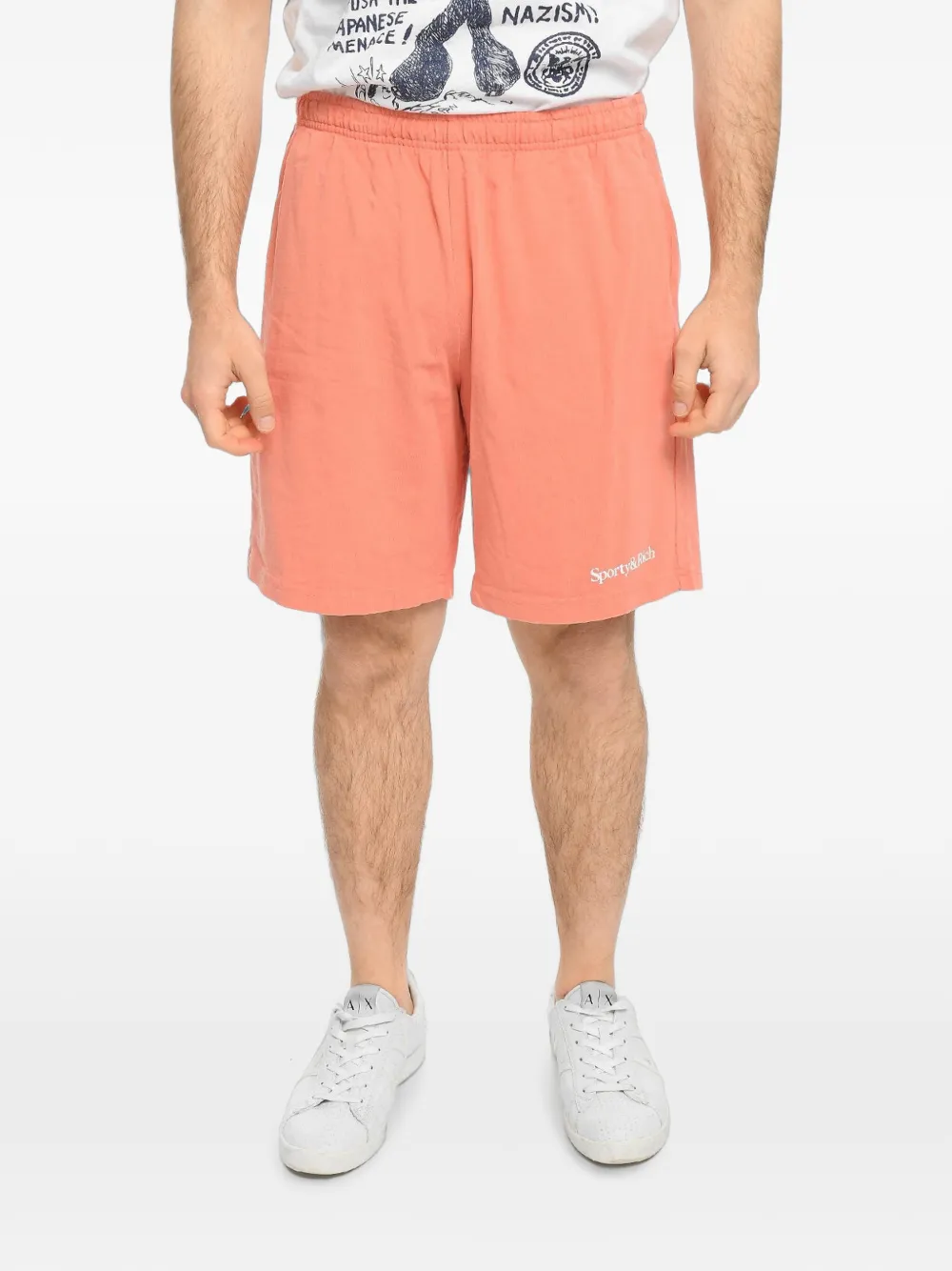 Sporty & Rich cotton logo-print shorts - Rosa