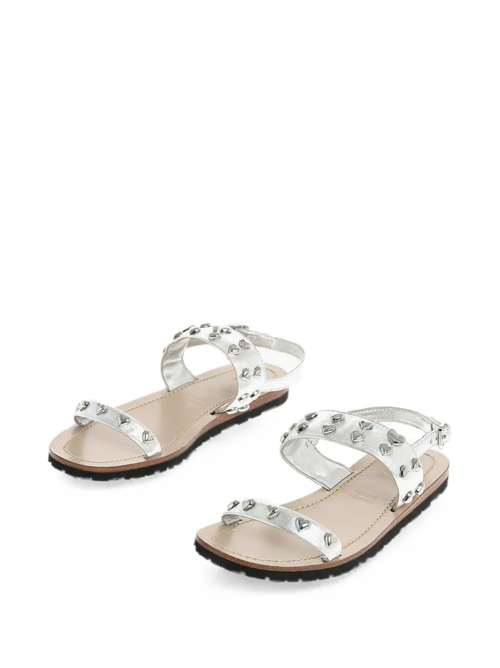 Moschino heart-stud silver leather sandals Zilver