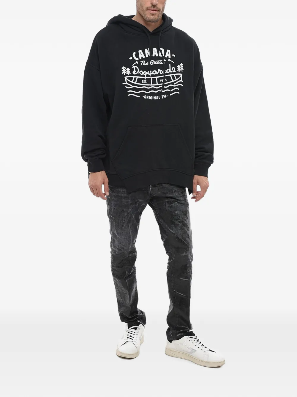 DSQUARED2 logo-print hoodie Zwart