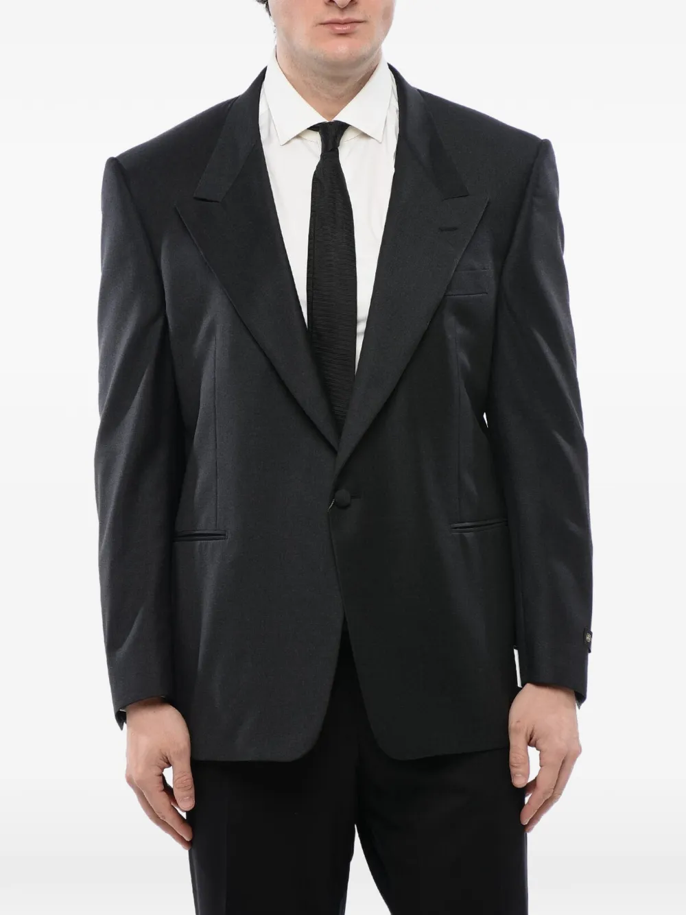 Corneliani peak-lapel virgin wool jacket - Schwarz