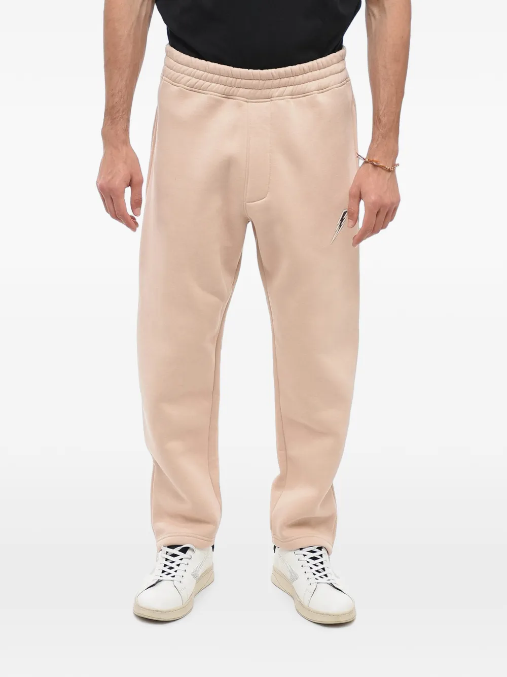 Neil Barrett Bolt-embroidered Zip-cuff Track Pants In Neutrals