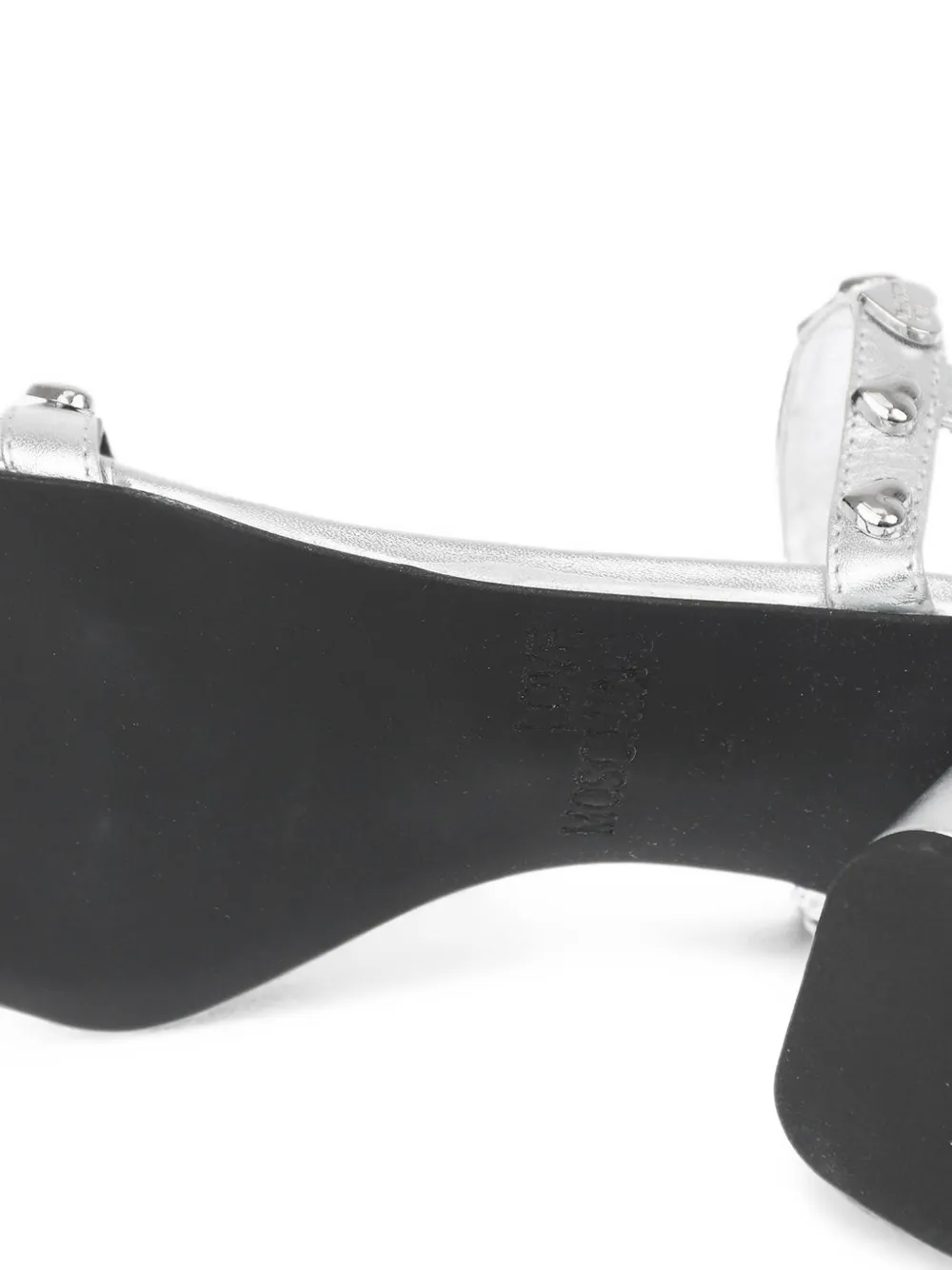 Moschino Love heart-stud laminated leather sandals Zilver