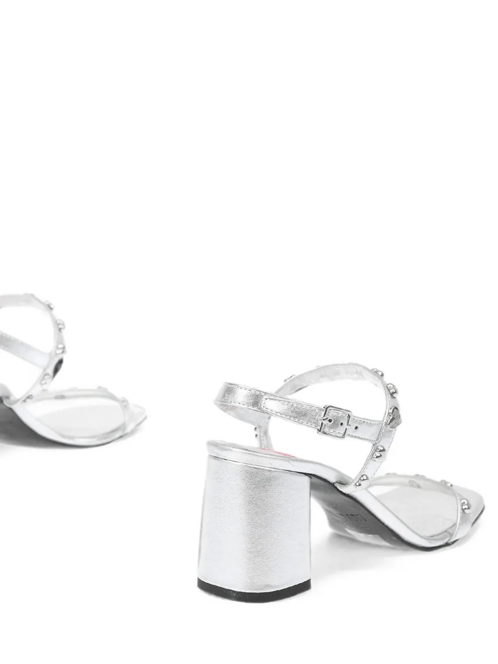 Moschino Love heart-stud laminated leather sandals Zilver