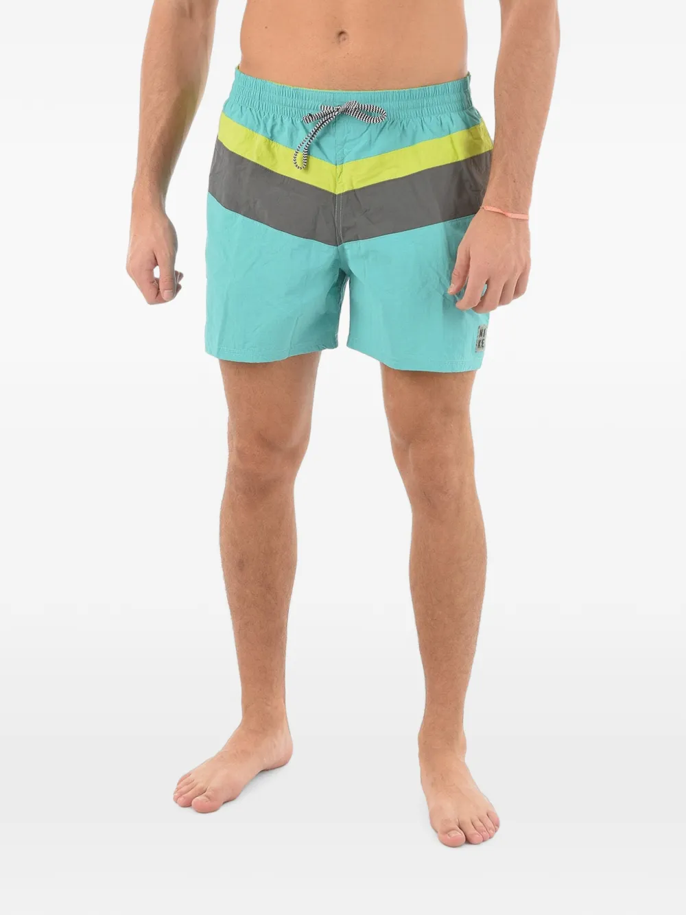 Nike Elastic-waistband Striped Swim Shorts In Blue