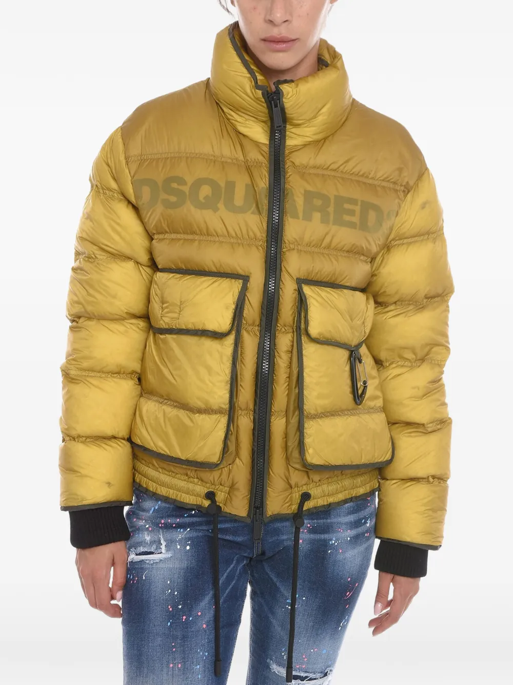 DSQUARED2 logo-print quilted jacket - Gelb