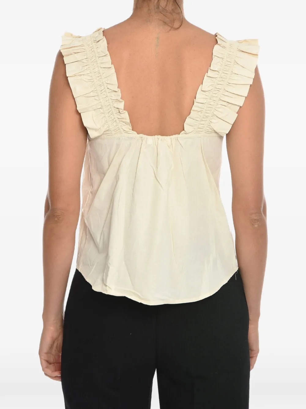 SAMSOE Blouse met ruches Beige