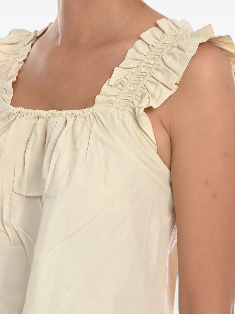 SAMSOE Blouse met ruches Beige