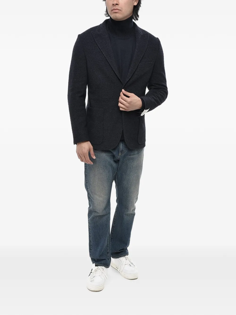 Paolo Pecora single-breasted notched-lapel blazer Blauw