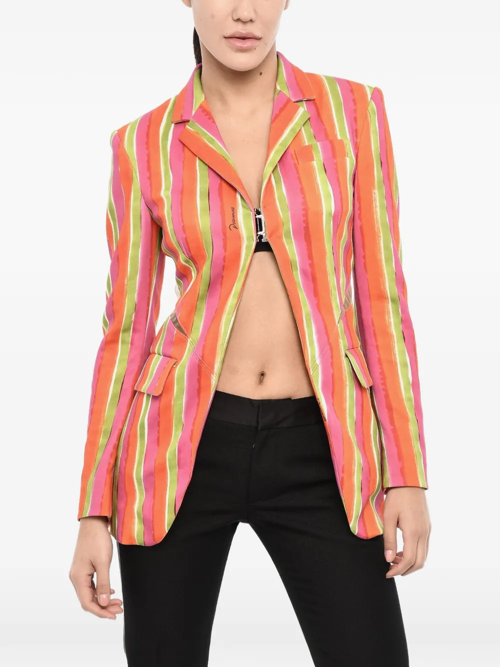 DSQUARED2 striped cut-out blazer - Orange
