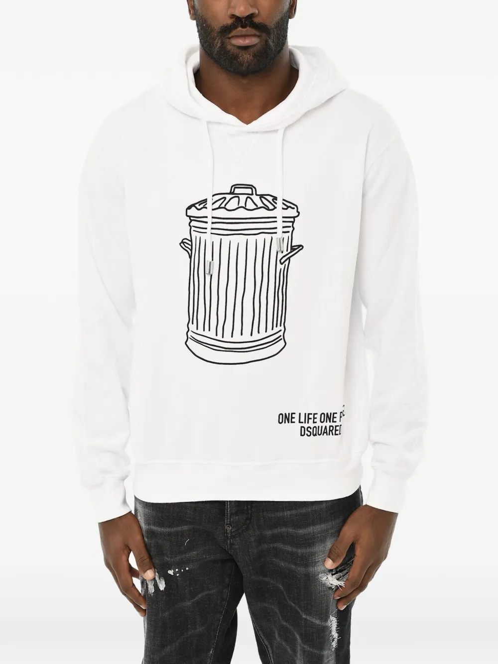 DSQUARED2 trash-print hoodie - Weiß