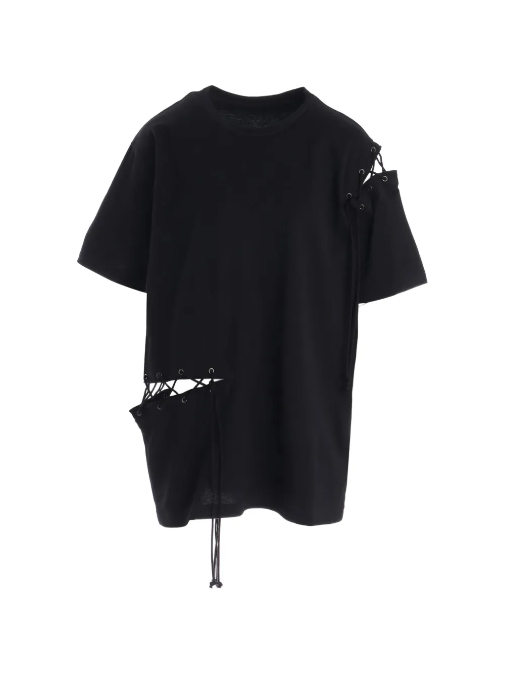Y's lace-up T-shirt - Nero