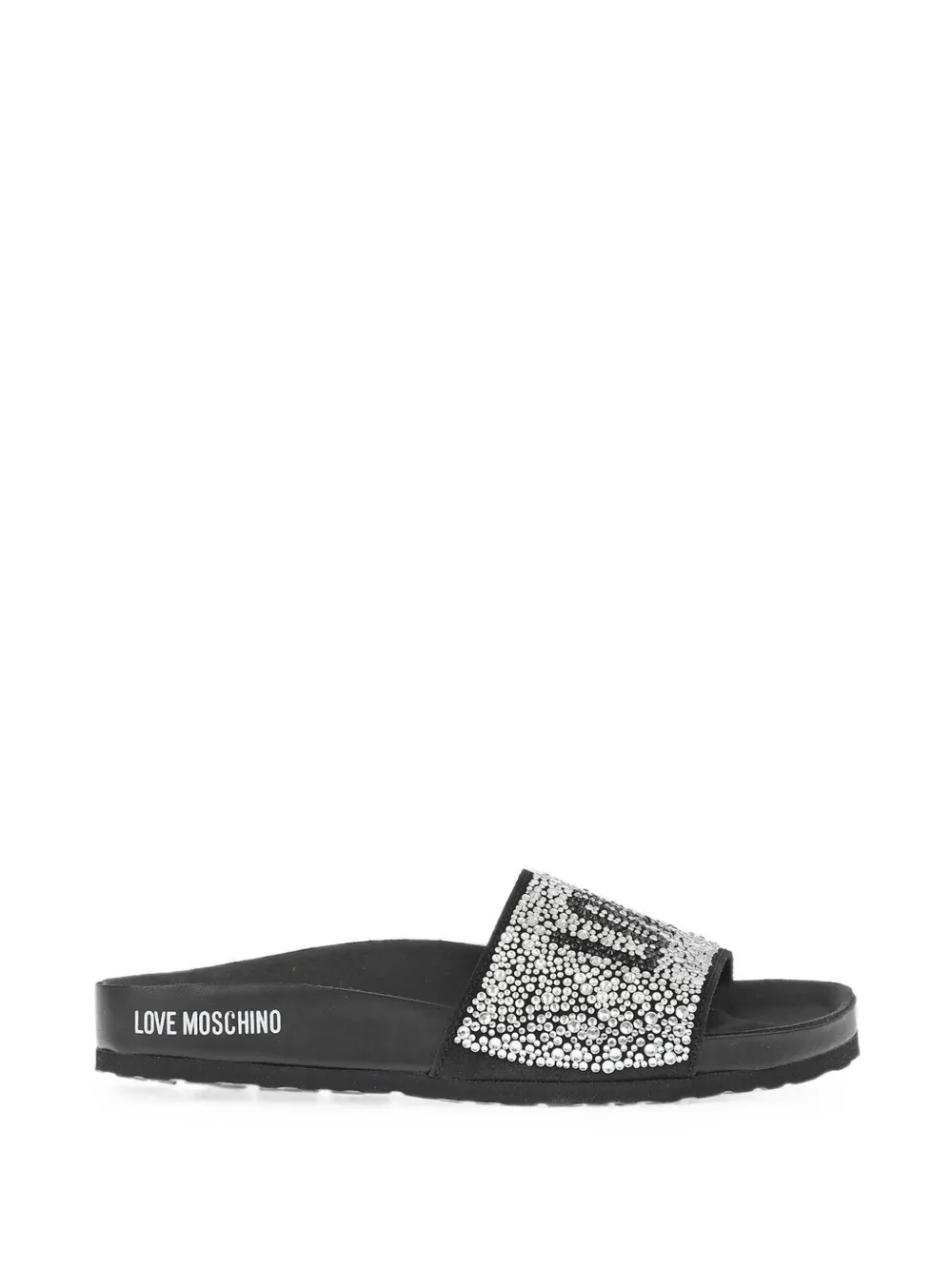 Moschino rhinestone-embellished leather sandals - Black