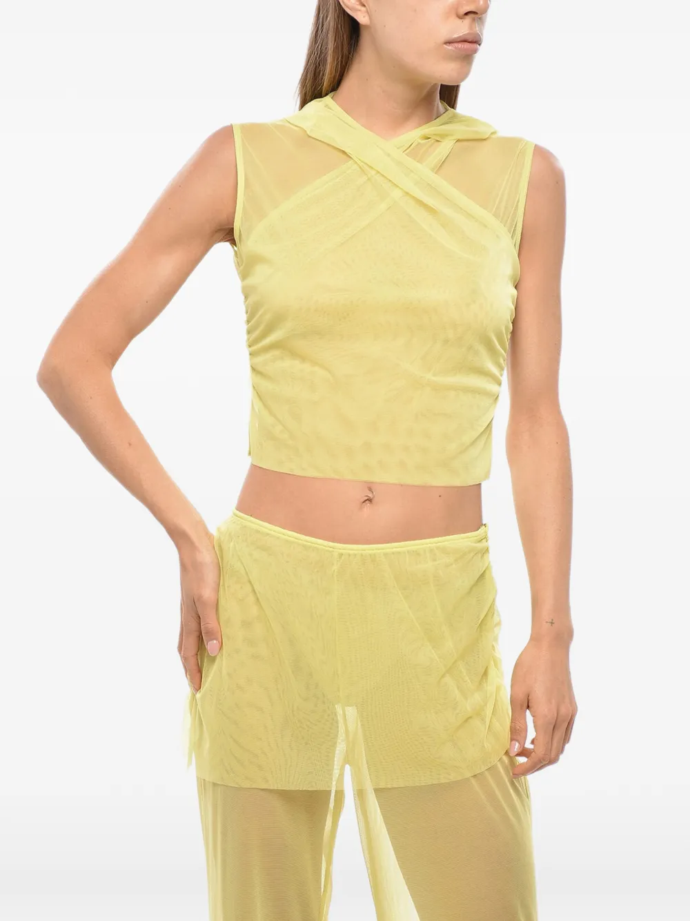 EXILIA ruched hooded tank top - Gelb