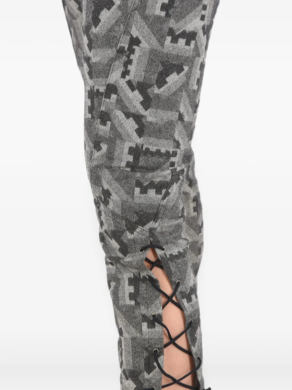 Diesel Pacquard geometric-print cropped trousers Grijs
