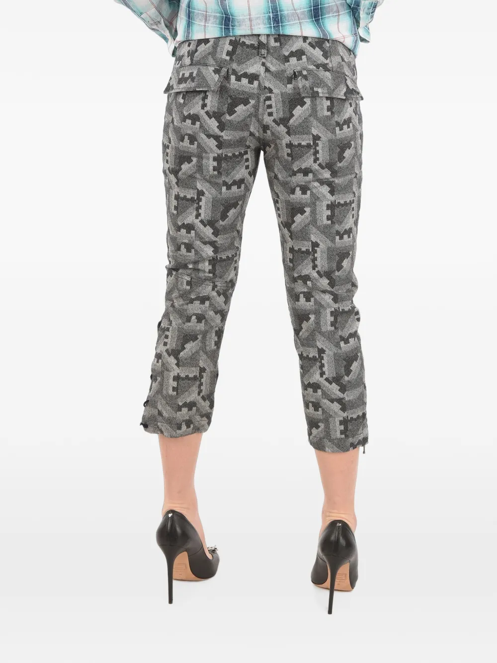 Diesel Pacquard geometric-print cropped trousers Grijs