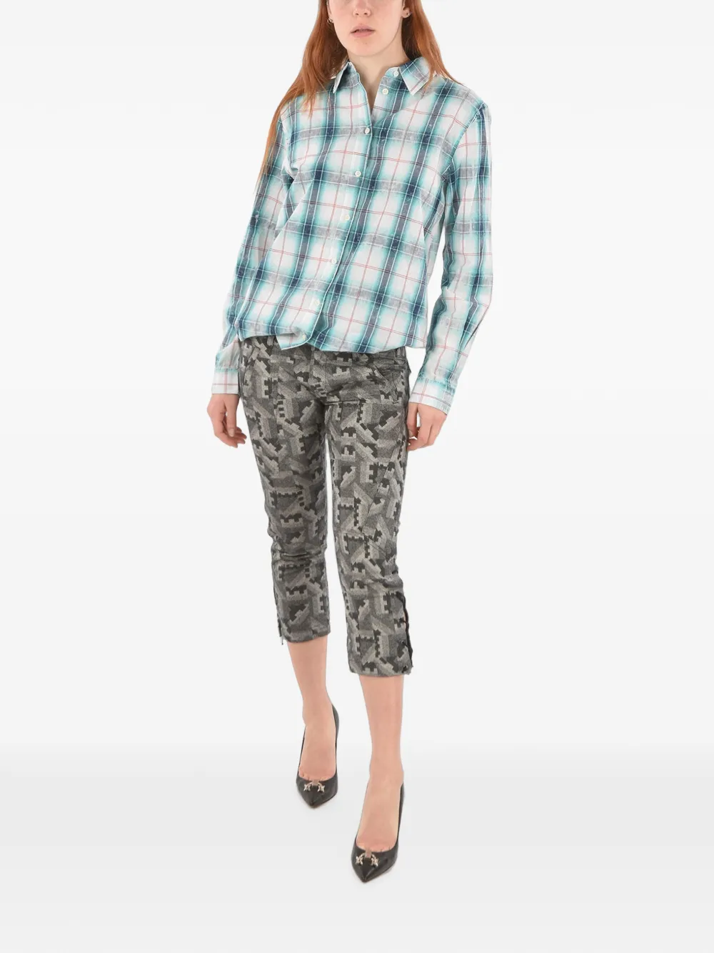 Diesel Pacquard geometric-print cropped trousers Grijs
