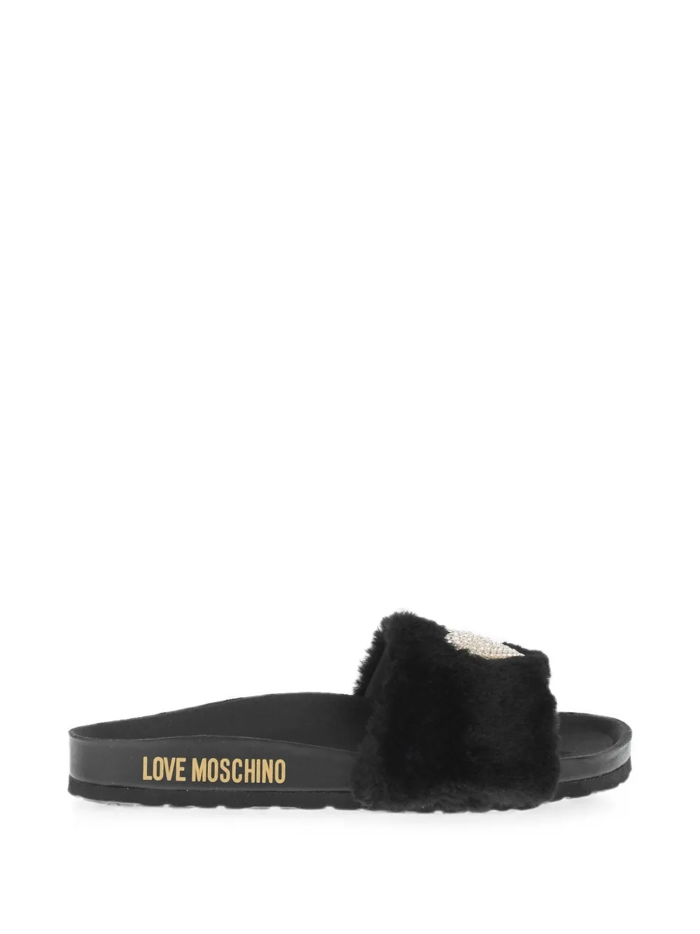 Moschino rhinestone heart-patch slides Zwart