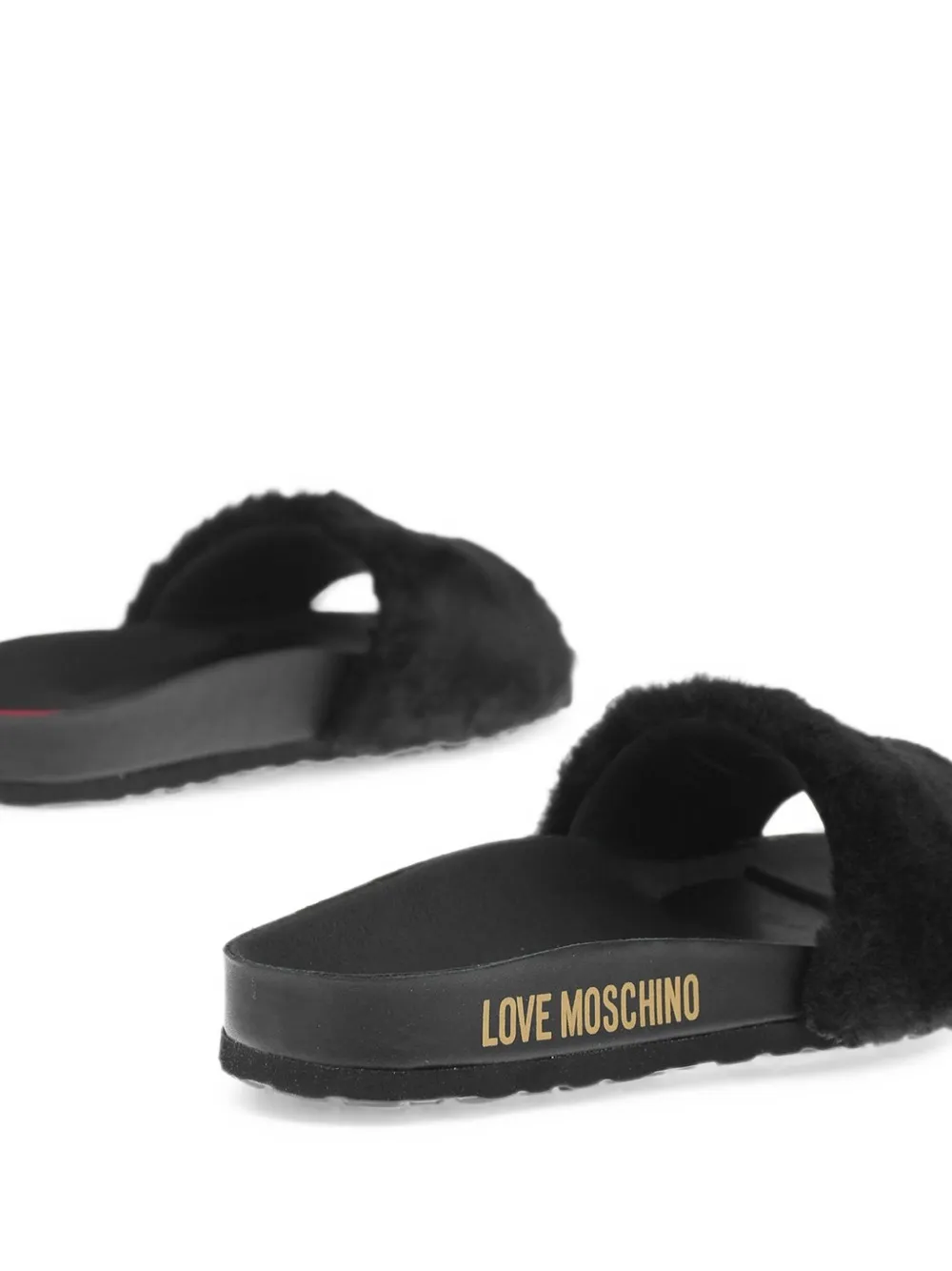 Moschino rhinestone heart-patch slides Zwart